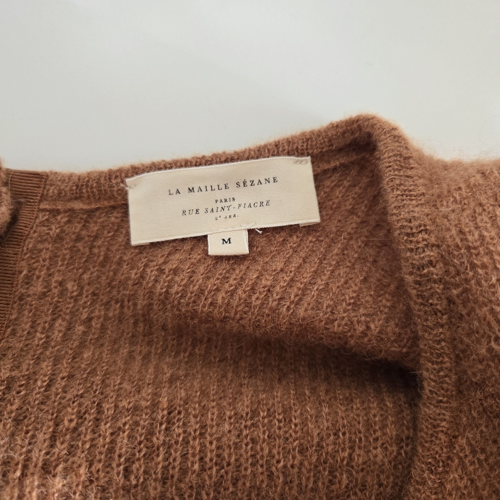 Sezane Cozy Button-Front Cardigan in Warm Brown - Picture 6 of 7
